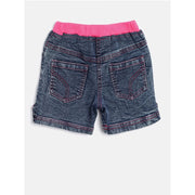 Generic Girl's Denim Lace Inserts Sleeveless Shorts (Blue-Pink)