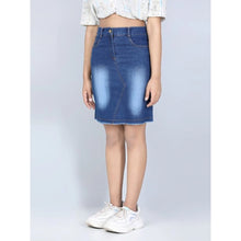 Generic Girl's Denim Solid Buttoned Skirt (Blue)