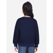 Generic Girl's Fleece Embellished Long Sleeves Sweatshirt (Navy Blue)