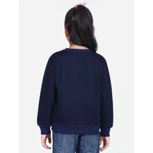 Generic Girl's Fleece Embellished Long Sleeves Sweatshirt (Navy Blue)