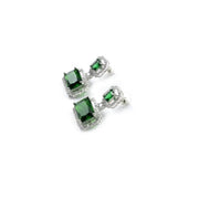 Generic Women's Brass Silver Plated Drop Earrings (Green)