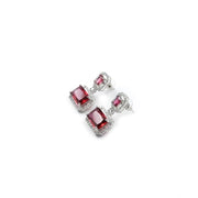 Generic Women's Brass Silver Plated Drop Earrings (Red)
