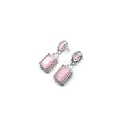 Generic Women's Brass Silver Plated Drop Earrings (Pink)