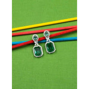 Generic Women's Brass Silver Plated Drop Earrings (Green)