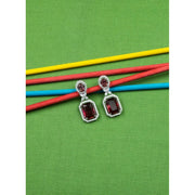Generic Women's Brass Silver Plated Drop Earrings (Red)