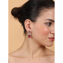 Generic Women's Brass Silver Plated Drop Earrings (Red)