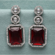Generic Women's Brass Silver Plated Drop Earrings (Red)