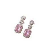 Generic Women's Brass Silver Plated Drop Earrings (Pink)