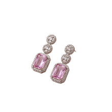 Generic Women's Brass Silver Plated Drop Earrings (Pink)
