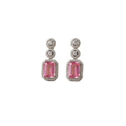 Generic Women's Brass Silver Plated Drop Earrings (Pink)
