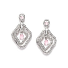 Generic Women's Brass Silver Plated Drop Earrings (Pink)