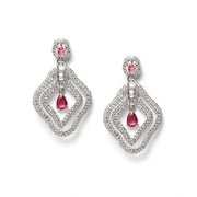 Generic Women's Brass Silver Plated Drop Earrings (Red)