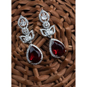 Generic Women's Brass Silver Plated Drop Earrings (Red)