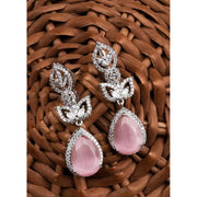Generic Women's Brass Silver Plated Drop Earrings (Pink)