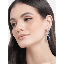 Generic Women's Brass Silver Plated Drop Earrings (Blue)