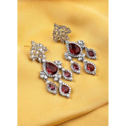 Generic Women's Brass Silver Plated Drop Earrings (Red)