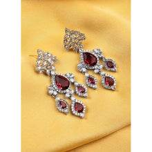 Generic Women's Brass Silver Plated Drop Earrings (Red)
