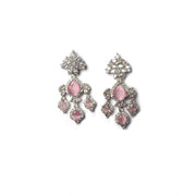 Generic Women's Brass Silver Plated Drop Earrings (Pink)