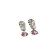Generic Women's Brass Silver Plated Drop Earrings (Pink)