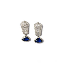 Generic Women's Brass Silver Plated Drop Earrings (Blue)