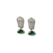 Generic Women's Brass Silver Plated Drop Earrings (Green)