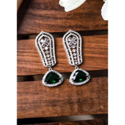 Generic Women's Brass Silver Plated Drop Earrings (Green)