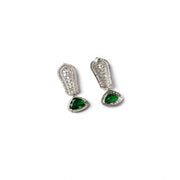 Generic Women's Brass Silver Plated Drop Earrings (Green)