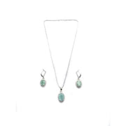 Generic Women's Brass Silver Plated Pendant Set (Turquoise)