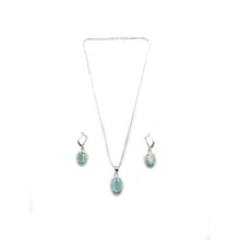 Generic Women's Brass Silver Plated Pendant Set (Turquoise)