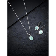 Generic Women's Brass Silver Plated Pendant Set (Turquoise)