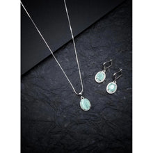 Generic Women's Brass Silver Plated Pendant Set (Turquoise)