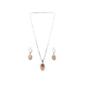 Generic Women's Brass Silver Plated Pendant Set (Orange)