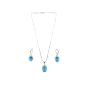 Generic Women's Brass Silver Plated Pendant Set (Blue)