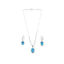Generic Women's Brass Silver Plated Pendant Set (Blue)