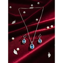 Generic Women's Brass Silver Plated Pendant Set (Blue)