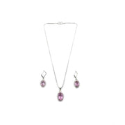 Generic Women's Brass Silver Plated Pendant Set (Pink)
