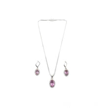 Generic Women's Brass Silver Plated Pendant Set (Pink)