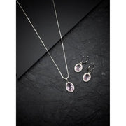 Generic Women's Brass Silver Plated Pendant Set (Pink)