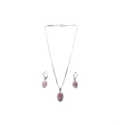 Generic Women's Brass Silver Plated Pendant Set (Pink)