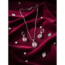 Generic Women's Brass Silver Plated Pendant Set (Pink)