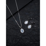 Generic Women's Brass Silver Plated Pendant Set (Grey)