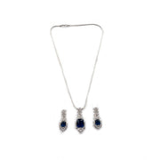 Generic Women's Brass Silver Plated Pendant Set (Blue)