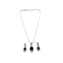 Generic Women's Brass Silver Plated Pendant Set (Blue)
