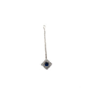 Generic Women's Brass Silver Plated Pendant Set (Blue)