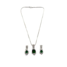 Generic Women's Brass Silver Plated Pendant Set (Green)