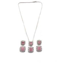 Generic Women's Brass Silver Plated Pendant Set (Pink)
