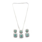 Generic Women's Brass Silver Plated Pendant Set (Mint)