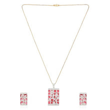 Generic Women's Brass Silver Plated Pendant Set (Red)
