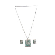 Generic Women's Brass Silver Plated Pendant Set (Turquoise)