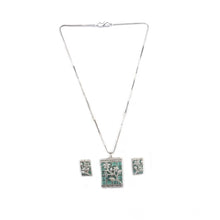 Generic Women's Brass Silver Plated Pendant Set (Turquoise)